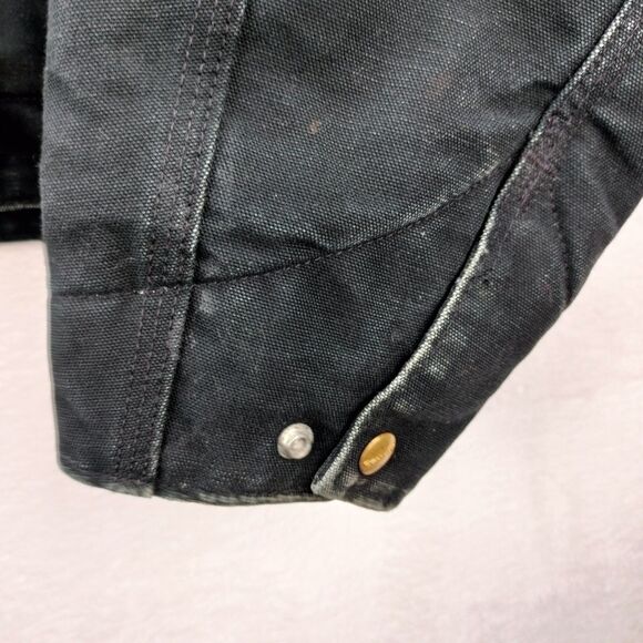 VTG Carhartt Jacket Detroit J01 Mens Size 46 XL Black Blanket Lined Chore Barn - Picture 6 of 15